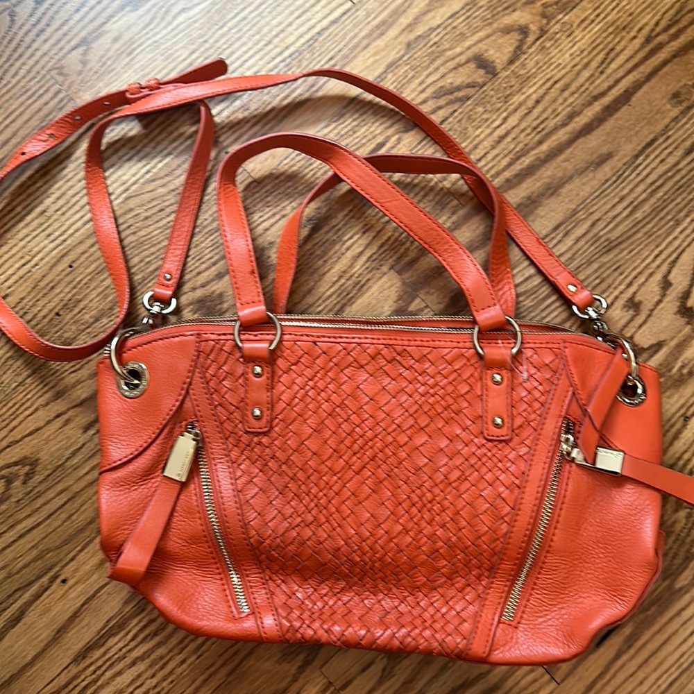 B makowsky orange leather bag